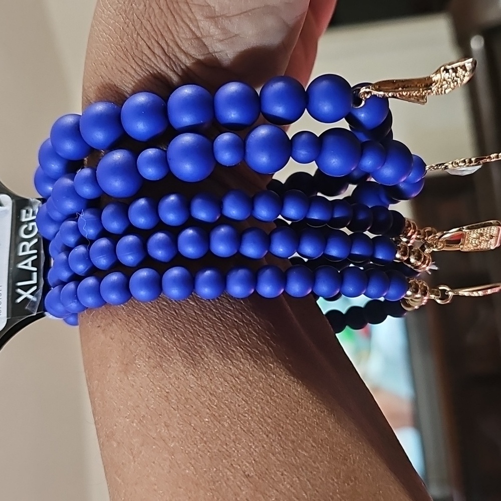 5PCS Set Multi Layered Acrylic Beaded Stretch Bracelets for PLUS size wrist